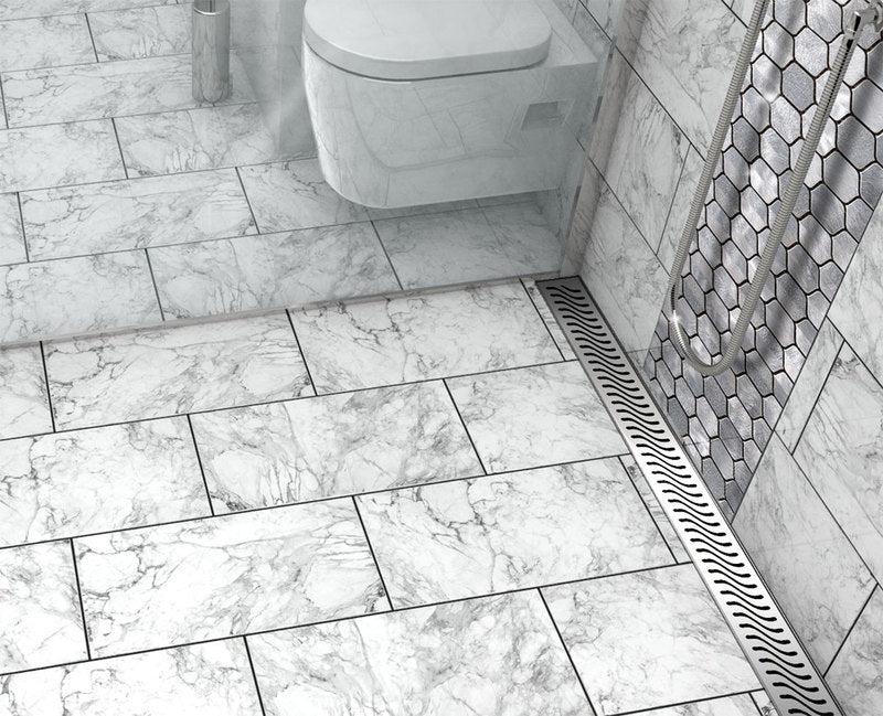 Quartz Linear Shower Drain Flag - Polished Chrome