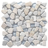 Marble and Glass Pebbles Mosaics Broken Shape - Grey Beige