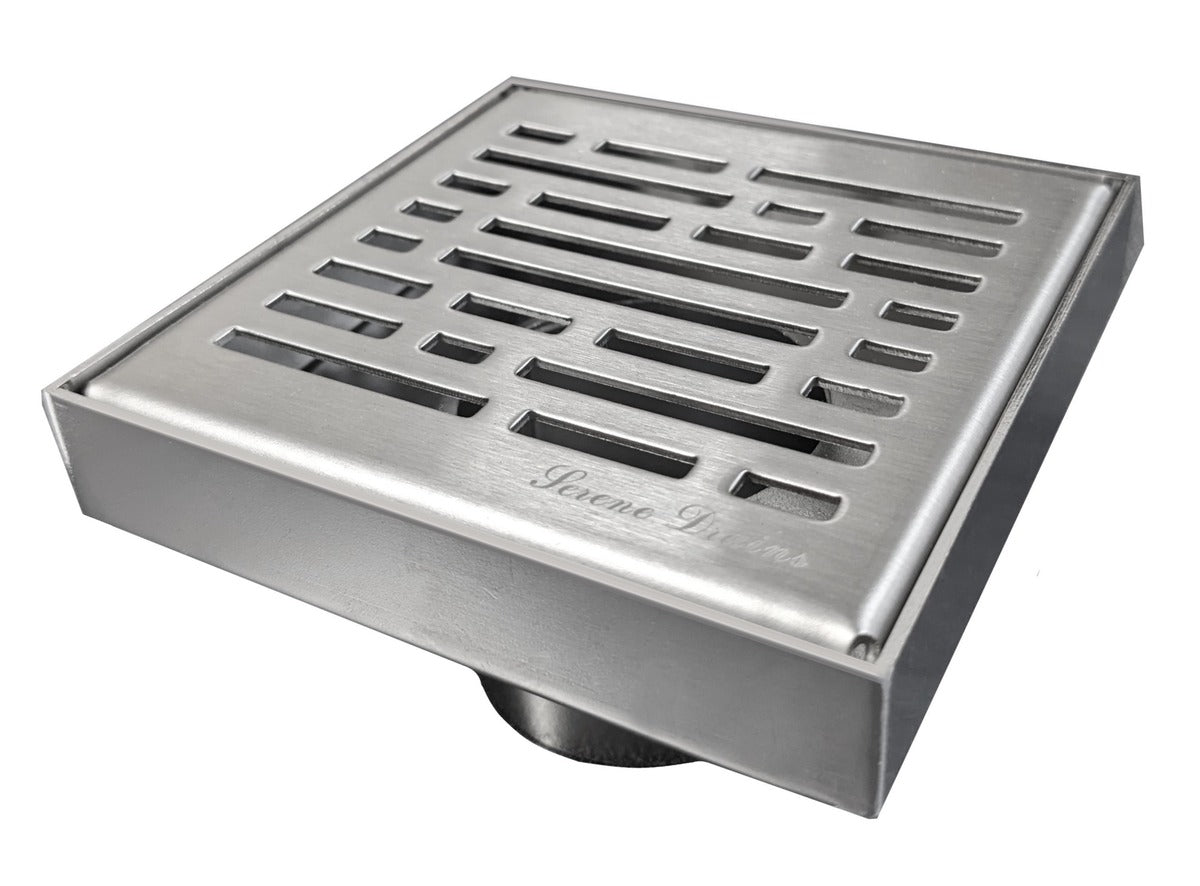 SereneDrains Square Shower Drain Broken Lane 4 Brushed