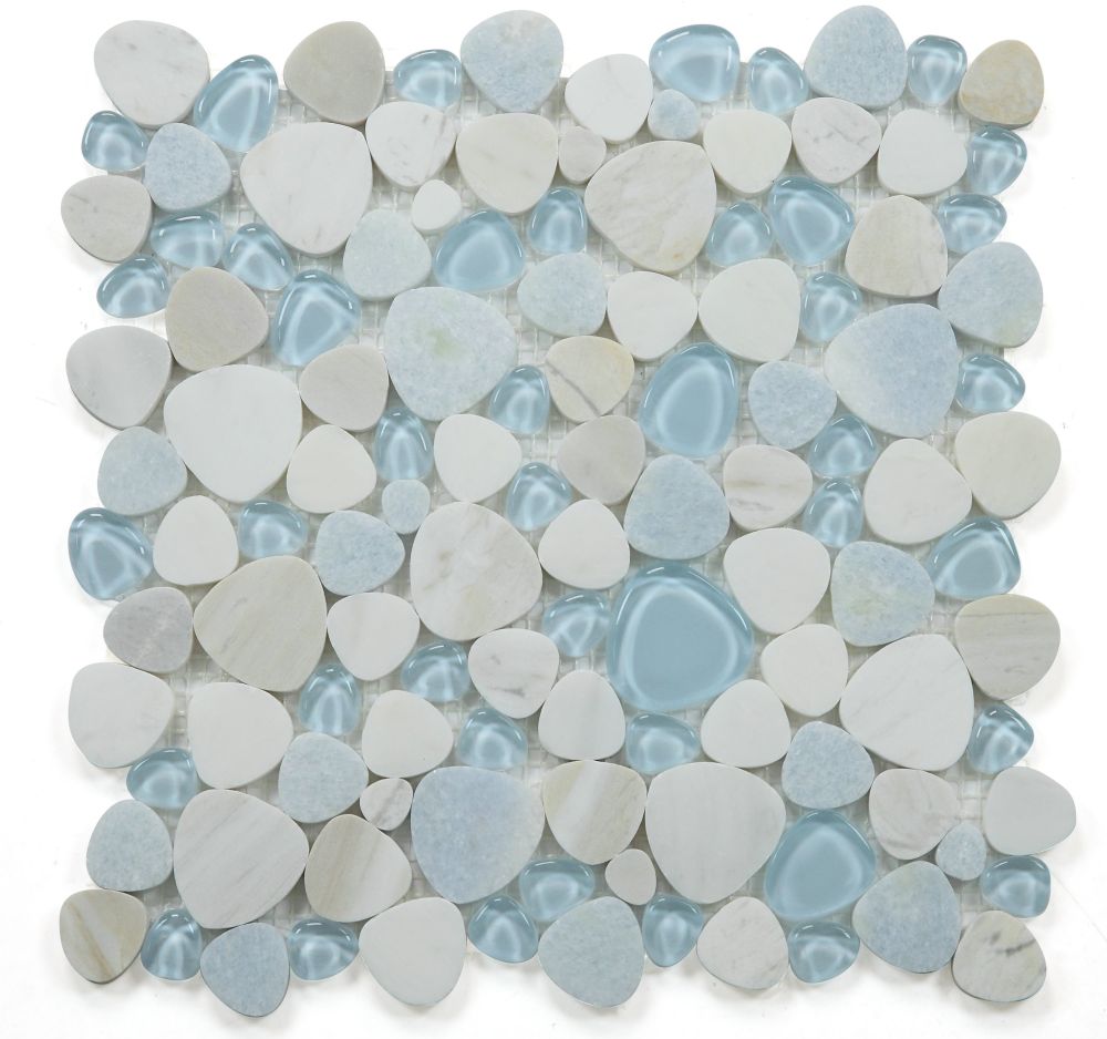 Mosaic Marble and Glass in Pebble look - Sky