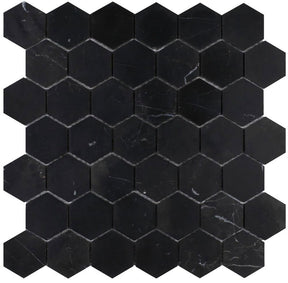 Mosaics Marble Marquinia Hexagon - Black
