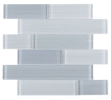 Mosaic Linear Glass Tiles Blue Grey Shining 2 x 6