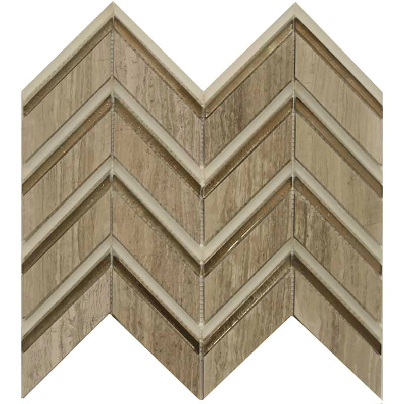 Chevron Carrara Honed and Glass - Graystone Blend