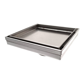 SereneDrains Square Shower Drain Tile Insert Brushed Stainless 6