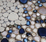 Mosaic Porcelain Tile Mancala Pebble Series - Atlas Blue