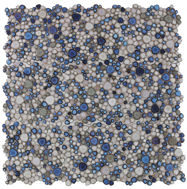 Mosaic Porcelain Tile Mancala Pebble Series - Atlas Blue