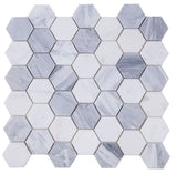 Mosaics Marble Carrara and Bardiglio Hexagon - Night Blue