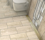 Quartz Linear Shower Drain Wave - Satin Brass