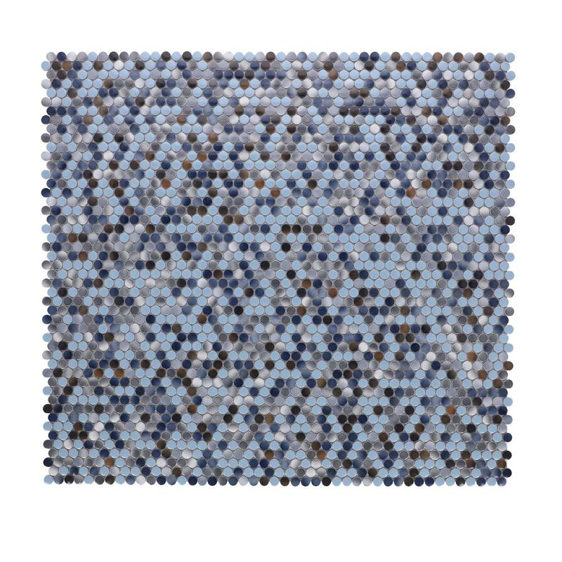 Mosaic Handmade Porcelain Penny Round - Blue Grey Brown
