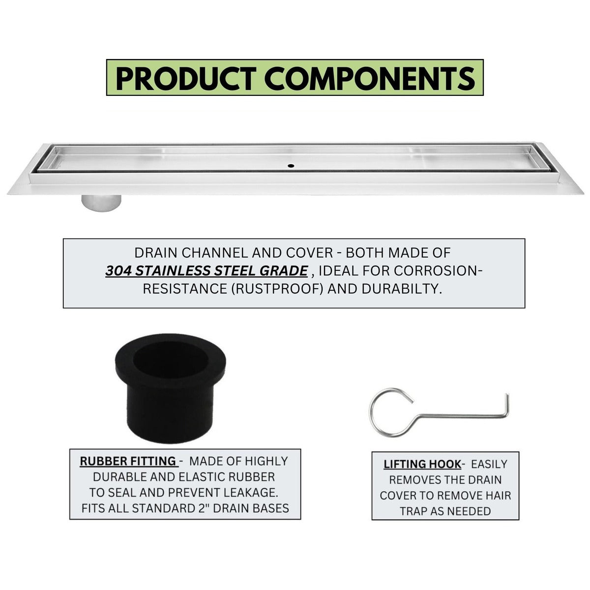 SereneDrains Linear Shower Drain Offset Outlet Tile Insert - Brushed 47