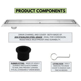 SereneDrains Linear Shower Drain Offset Outlet Tile Insert - Brushed 47