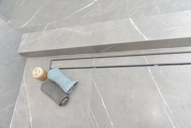 SereneDrains Linear Shower Drain Offset Outlet Tile Insert - Brushed 47