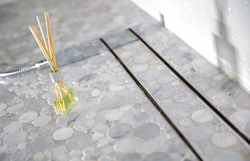SereneDrains Linear Shower Drain Offset Outlet Tile Insert - Brushed 47