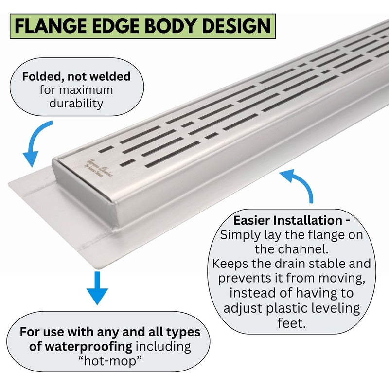 SereneDrains Linear Shower Drain Offset Outlet Tile Insert - Brushed 47