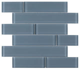 Mosaic Linear Glass Tiles Deep Blue Shining - Multi Size
