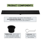 SereneDrains Linear Shower Drain Broken Lane - Matte Black 24