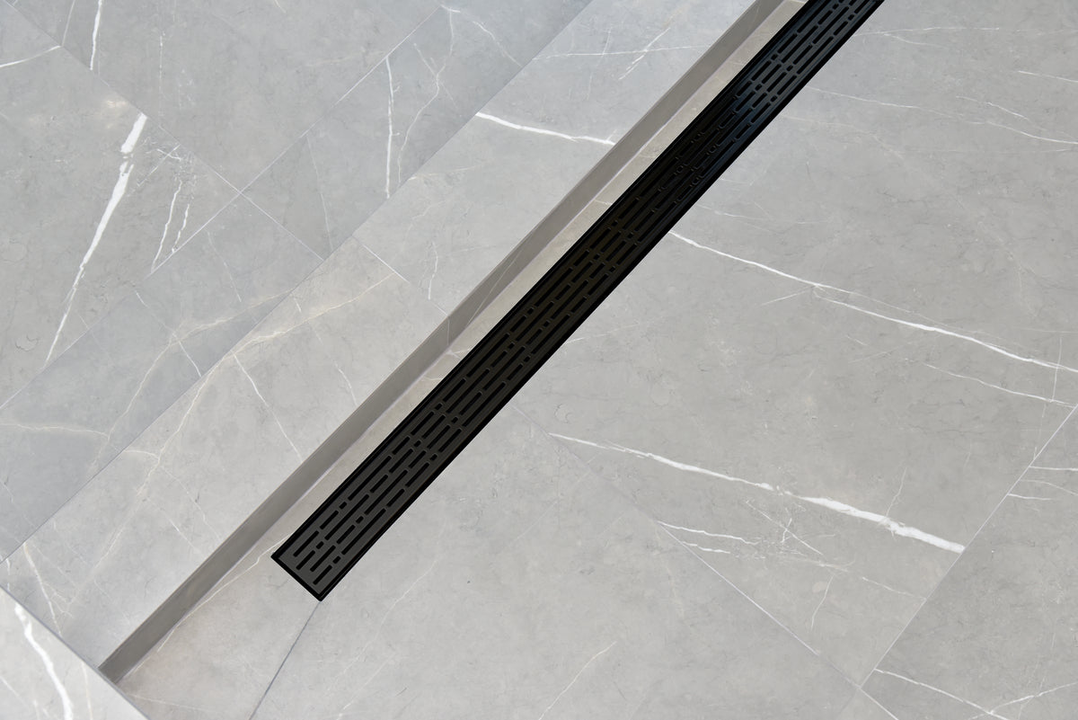 SereneDrains Linear Shower Drain Broken Lane - Matte Black 24