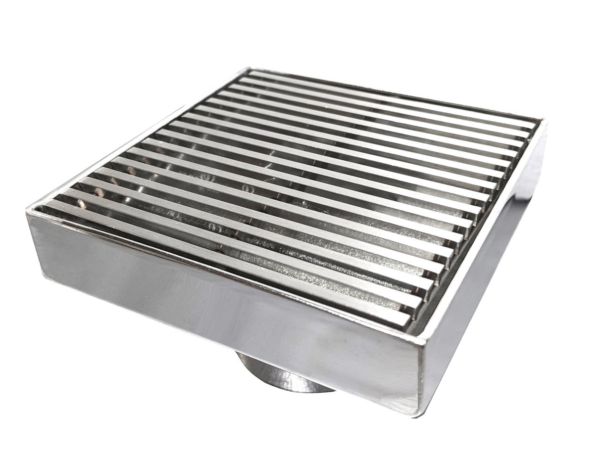 SereneDrains Square Shower Drain Linear Wedge 4 Brushed