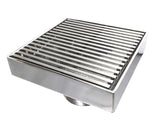 SereneDrains Square Shower Drain Linear Wedge 4 Brushed