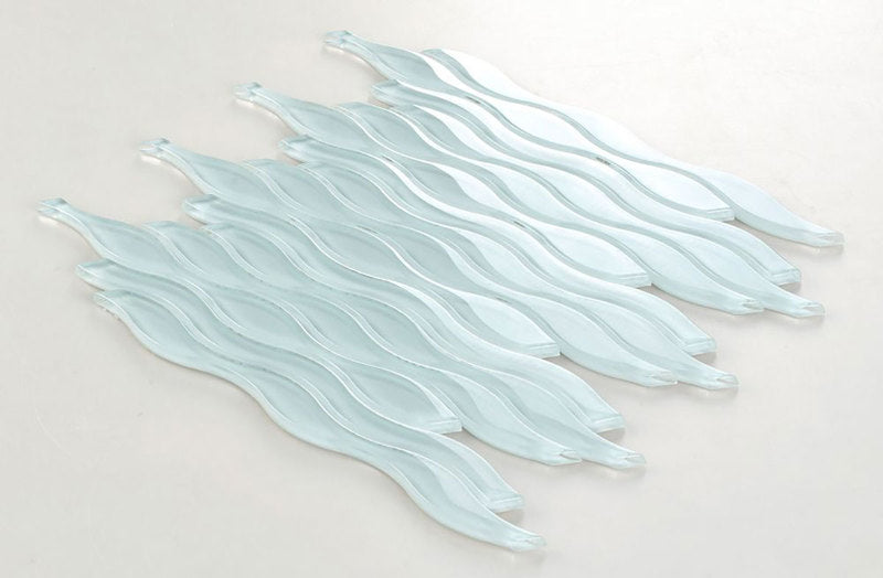 Mosaic Glass Tile Surface Waves - Light Green