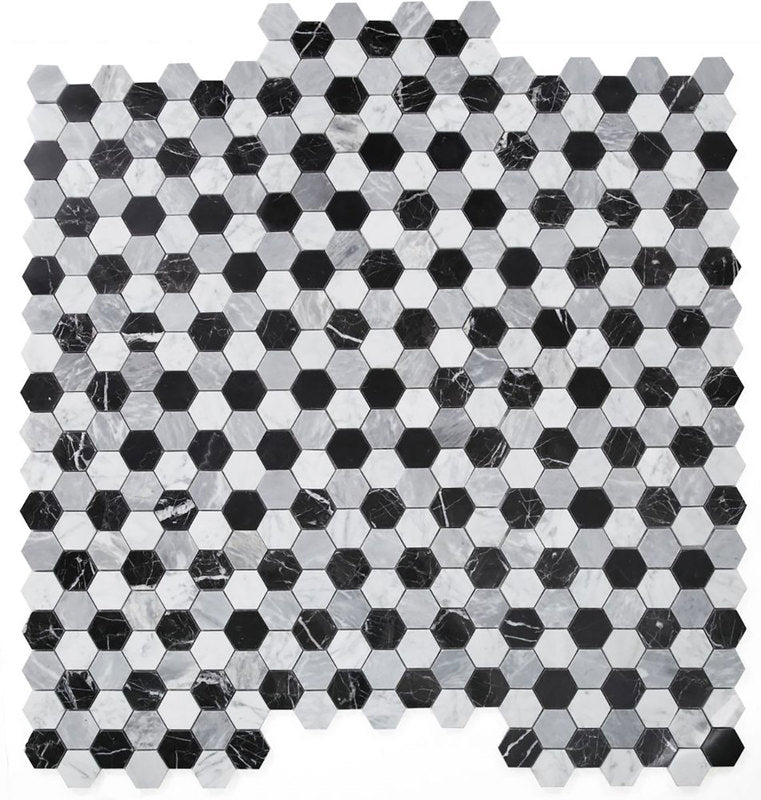 Mosaics Marble Calacatta and Marquinia Hexagon - Checker