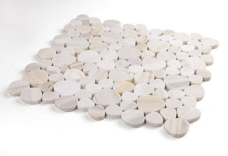 Marble Pebbles Mosaics Heart Shape - Wood