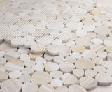 Marble Pebbles Mosaics Heart Shape - Wood