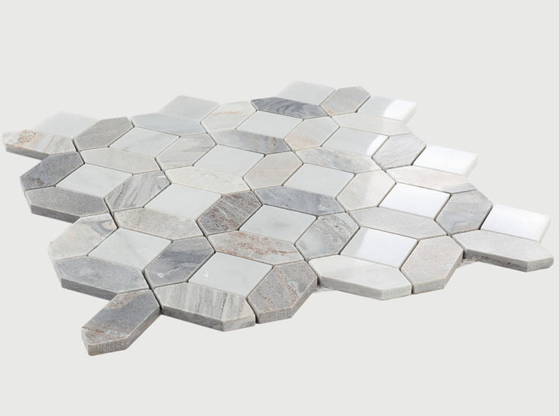 Mosaics Carrara Marble Hexagon Pattern - Earth