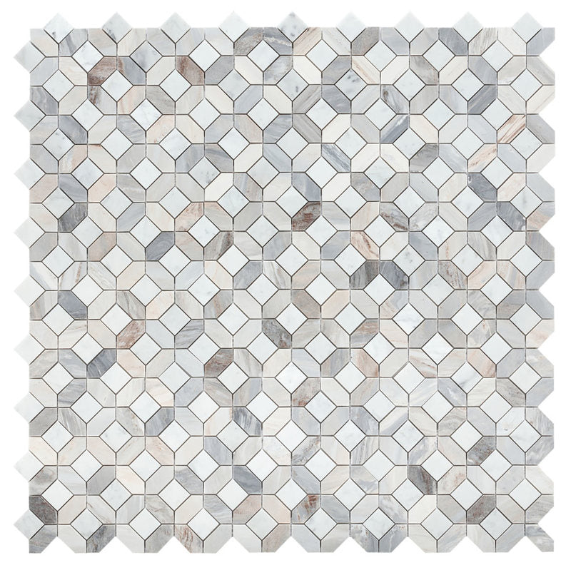 Mosaics Carrara Marble Hexagon Pattern - Earth