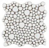 Mosaic Porcelain Tile Mancala Pebble Series - Snow White
