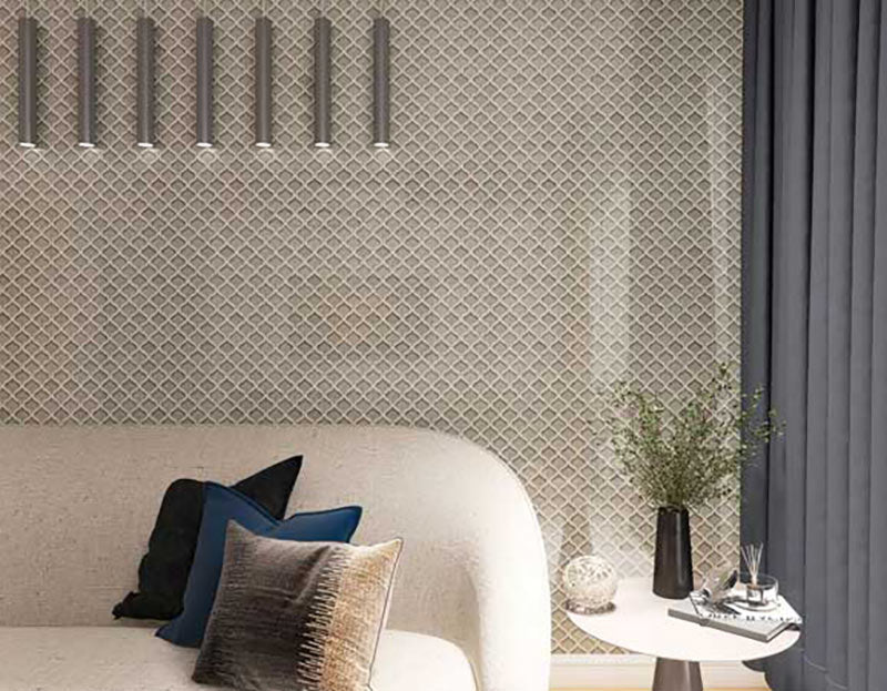 Crackle Glass Porcelain and Glass Arabesque - Noble Gray