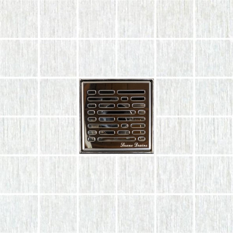 SereneDrains Square Shower Drain Broken Lane 4 Polished