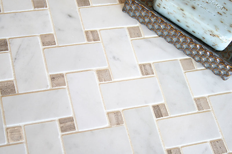 Daintree Exotic Mosaics Basketweave - Bianco Carrara Polished