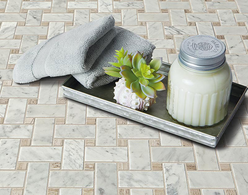 Daintree Exotic Mosaics Basketweave - Bianco Carrara Polished