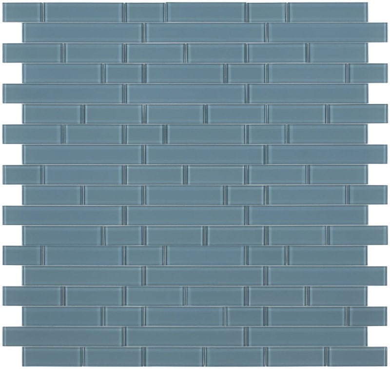 Mosaic Linear Glass Tiles Deep Blue Shining 2 x 6