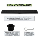SereneDrains Linear Shower Drain Broken Lane - Matte Black 16