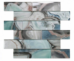 Mosaic Linear Glass Tiles - Shell Green