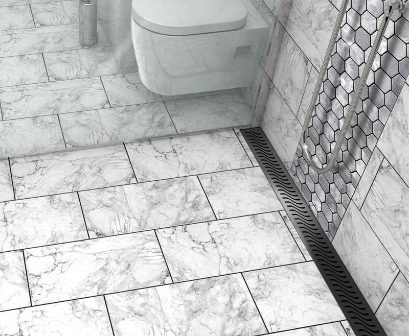 Quartz Linear Shower Drain Flag - Black Nickel