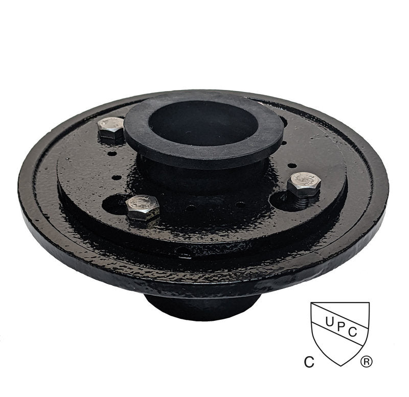 SereneDrains Cast Iron 2 Inch Shower Drain Base for Linear Square Shower Drains