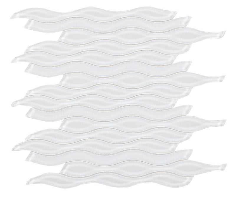 Mosaic Glass Tile Surface Waves - White