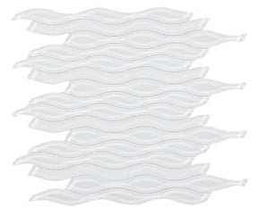 Mosaic Glass Tile Surface Waves - White