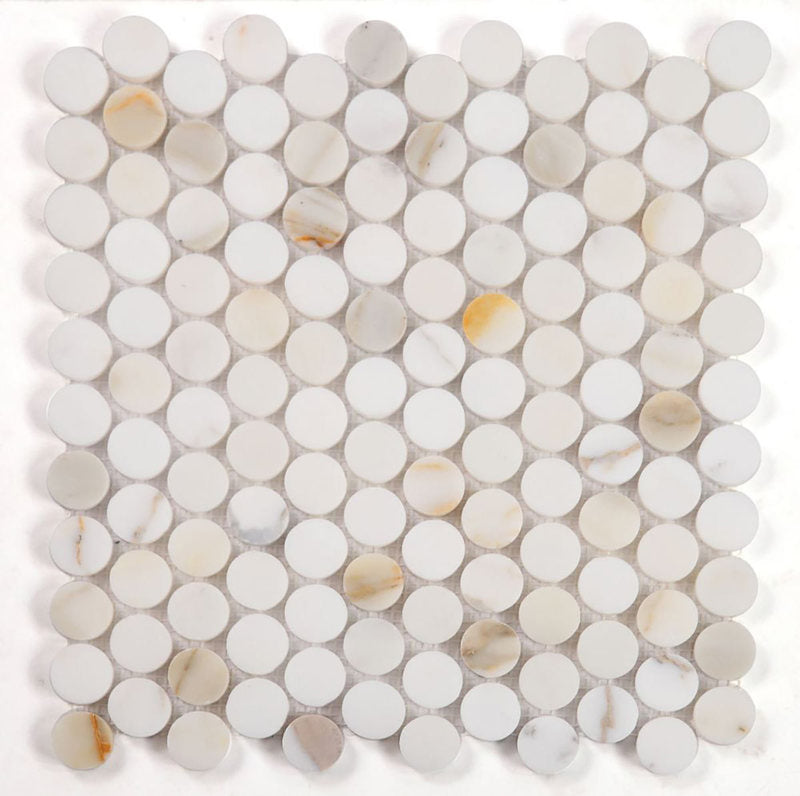 Mosaics Marble Penny Series - Calacatta White Gold