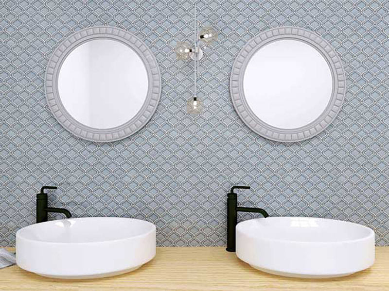 Crackle Glass Porcelain and Glass Arabesque - Blue Canal