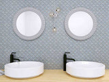 Crackle Glass Porcelain and Glass Arabesque - Blue Canal