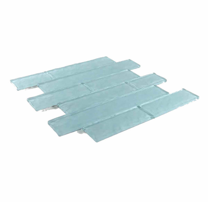 Mosaic Linear Glass Tiles Blue Green 2 x 6