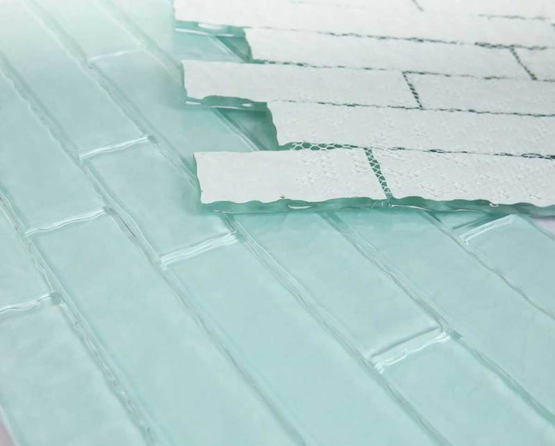 Mosaic Linear Glass Tiles Blue Green 2 x 6