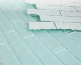 Mosaic Linear Glass Tiles Blue Green 2 x 6