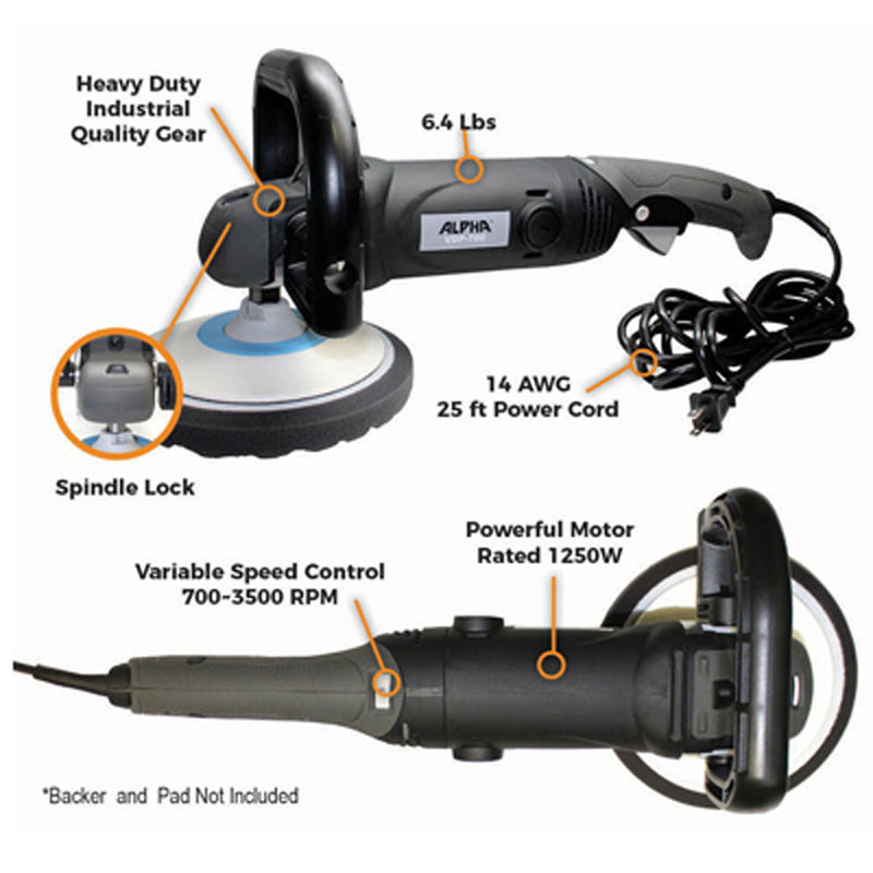 Alpha Professional Tools Variable Speed Rotary Polisher 7 inch