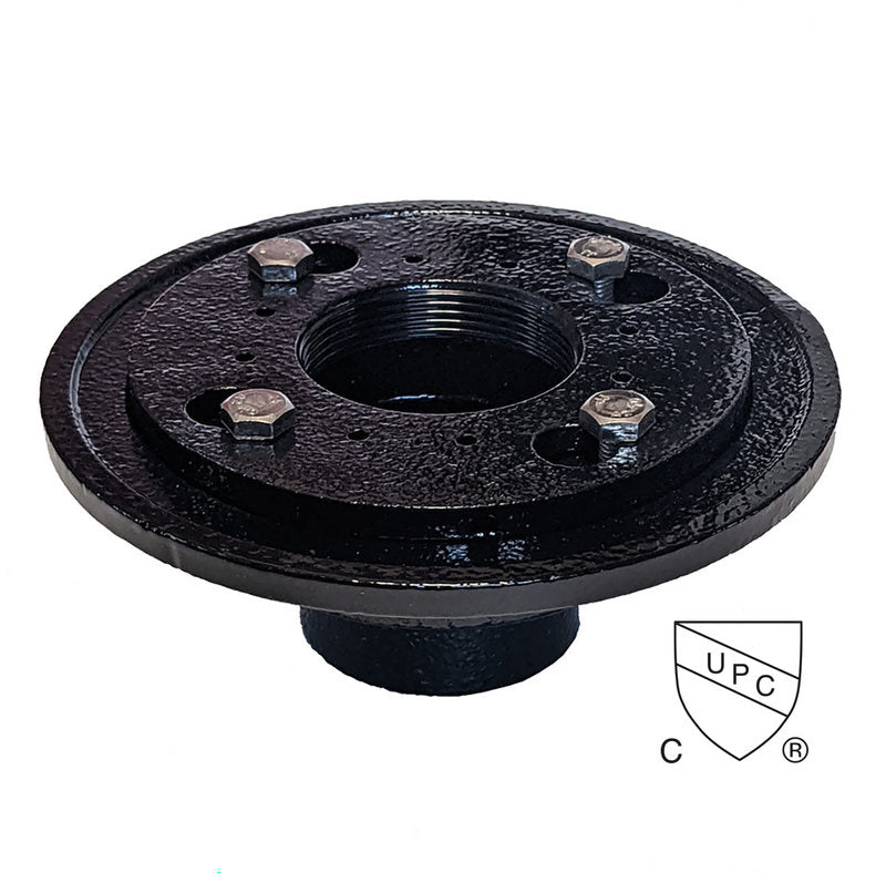 SereneDrains Cast Iron 2 Inch Shower Drain Base for Linear Square Shower Drains