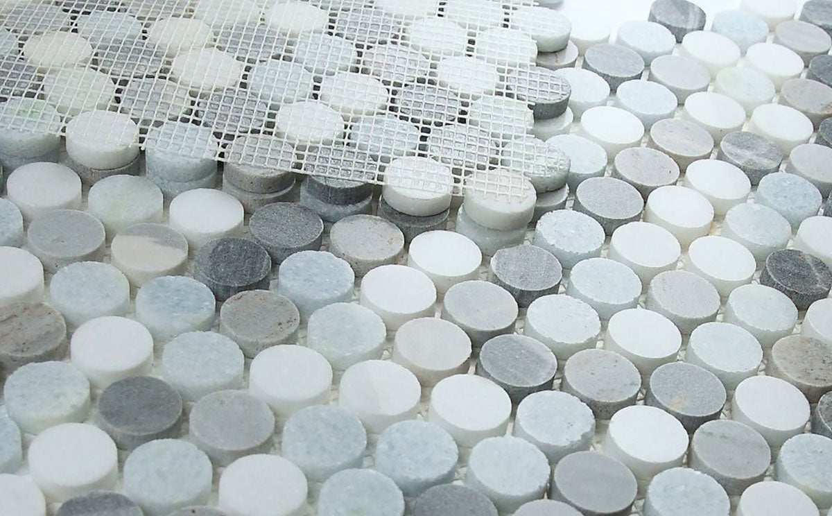 Mosaics Marble Penny Series - Blue Grey White